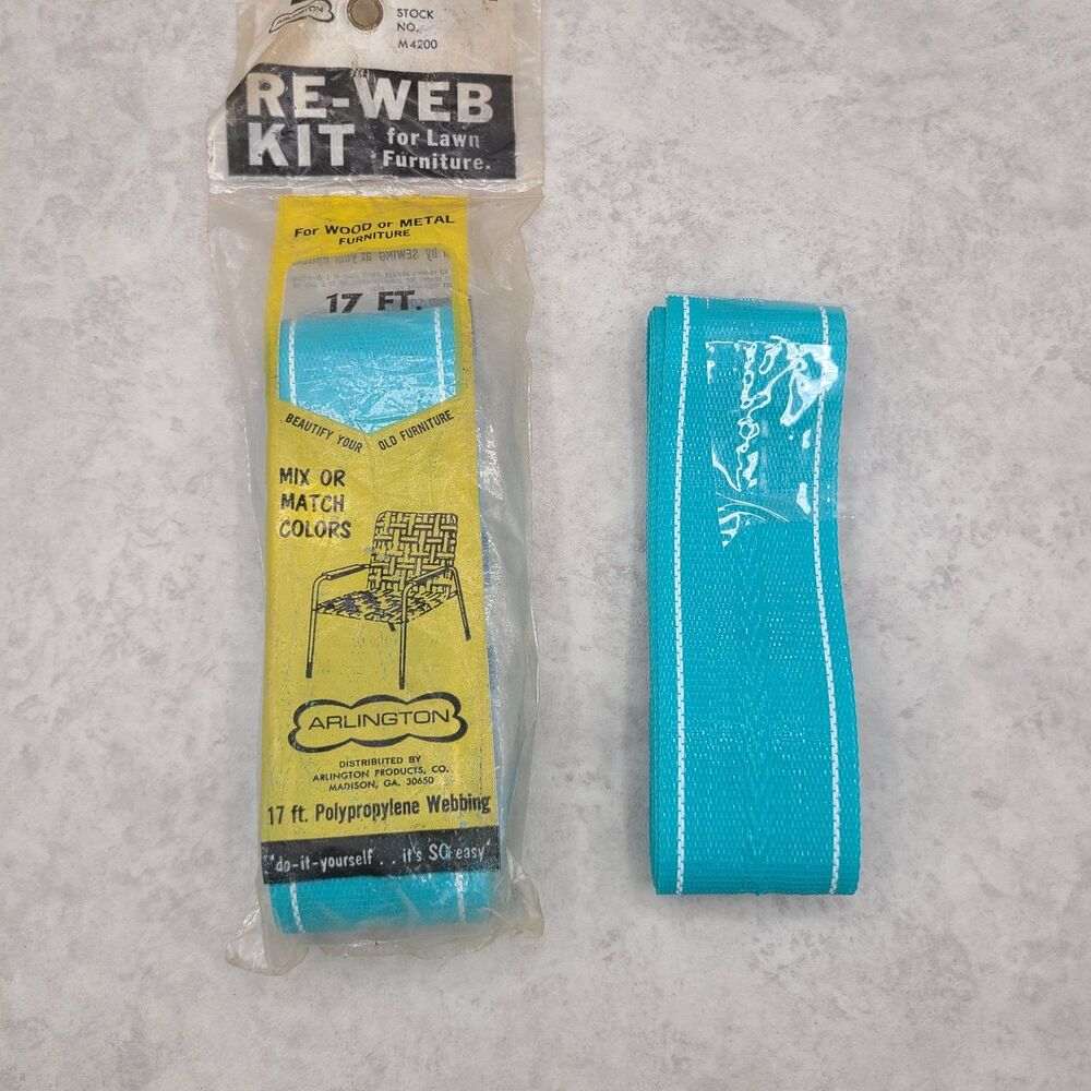 VTG Original Lawn Chair Re-Web Blue Arlington Polypropylene Webbing 25 Ft Total
